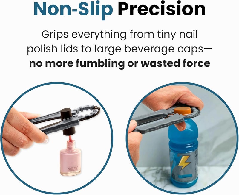 Jokari Multi Bottle Opener for Jars Bottles and Cans 3 in 1 Easy Grip Lid Opener for Weak Hands Twist Caps Pull Tabs Pop Tops and Small Lids Arthritis Aid Manual Kitchen Tool Black - Image 4